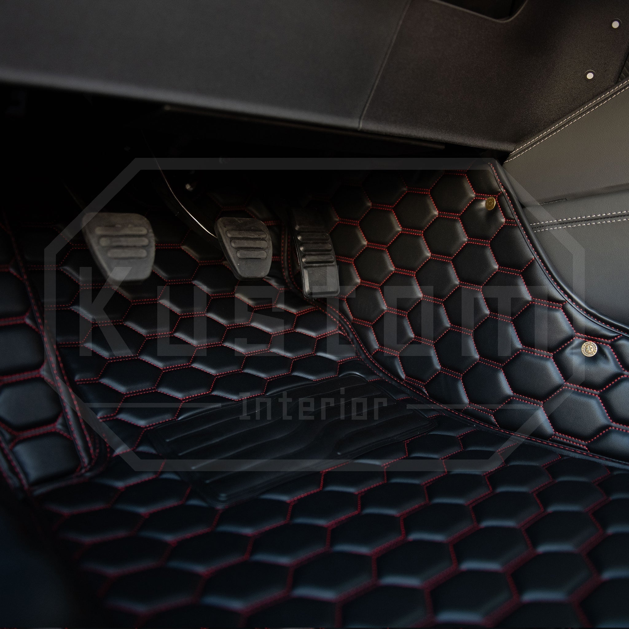 2010-2014 Ford Mustang Honeycomb Leather Floor Mat