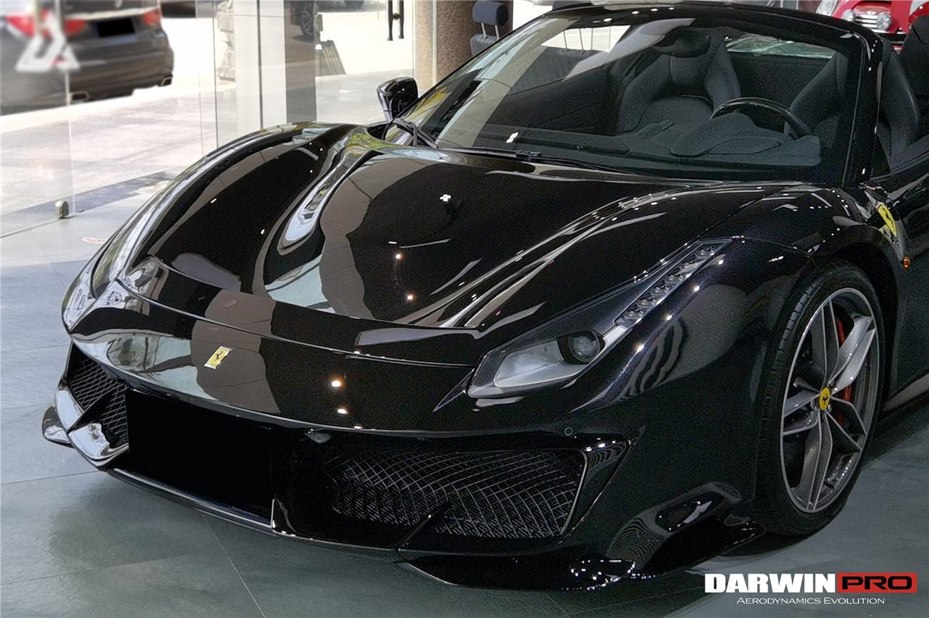 2015 - 2020 Ferrari 488 GTB & Spyder Pista Style Front Bumper Set W/ Hood