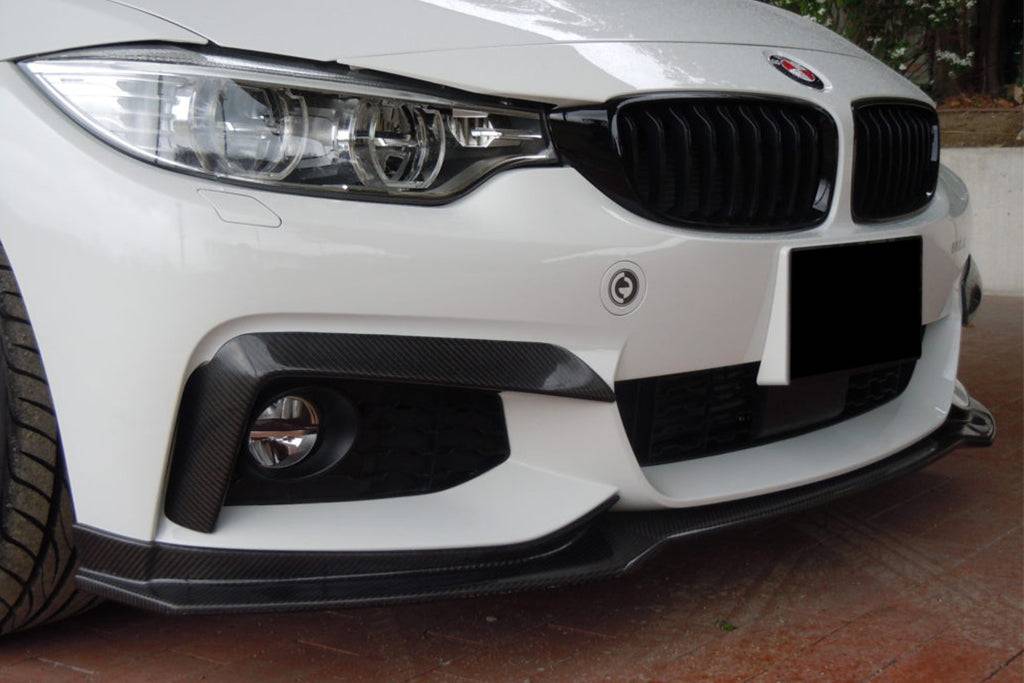 2013-2020 BMW 4 Series F32 F33 ECC Style Carbon Fiber Front Bumper Canards (For M-Tech Only ) - Carbonado