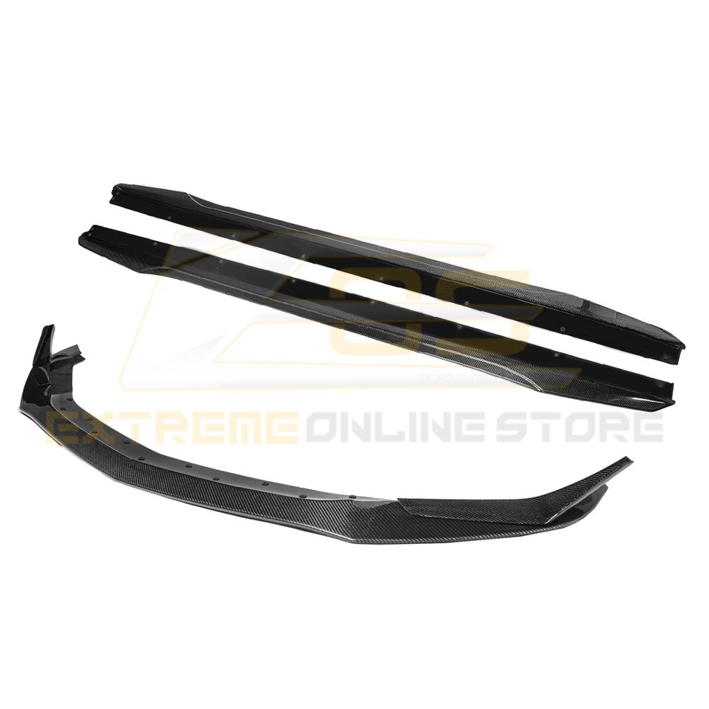 Cadillac CT5 CT5-V Blackwing Style Carbon Fiber Front Lip & Side Skirts 2020-2024