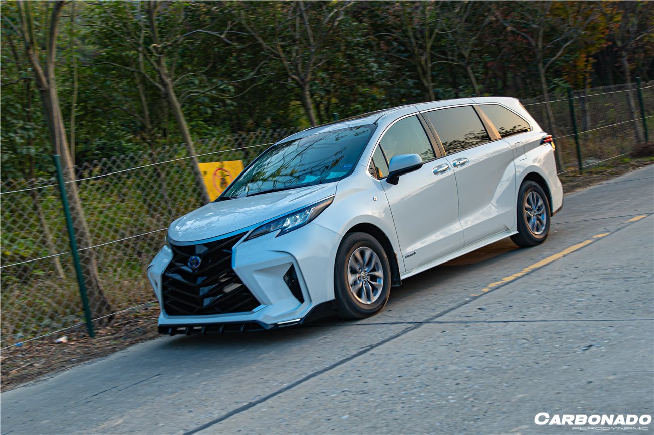 2021 - 2025 Toyota Sienna Thunder Style PP Front Bumper with Lip and Grills and LED Light