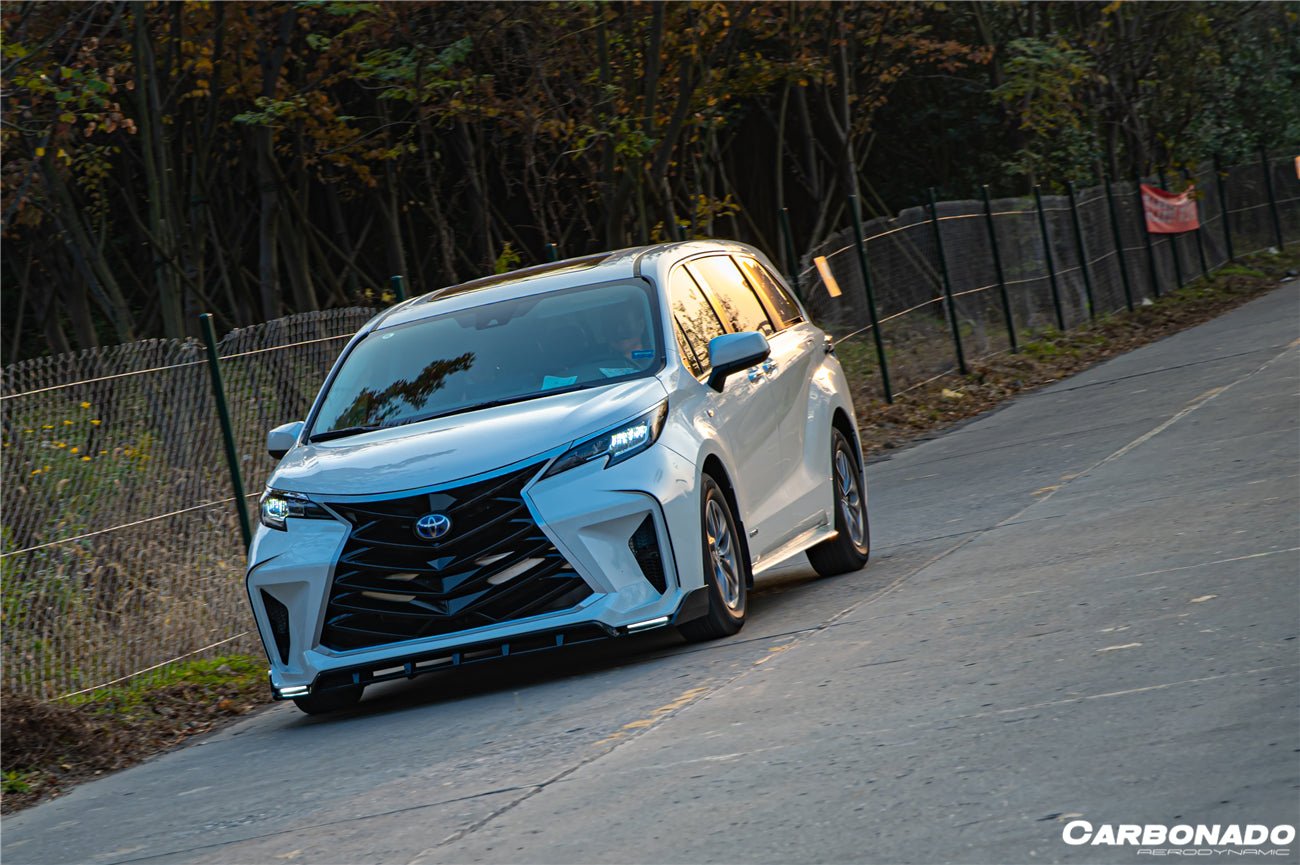 2021 - 2025 Toyota Sienna Thunder Style PP Front Bumper with Lip and Grills and LED Light