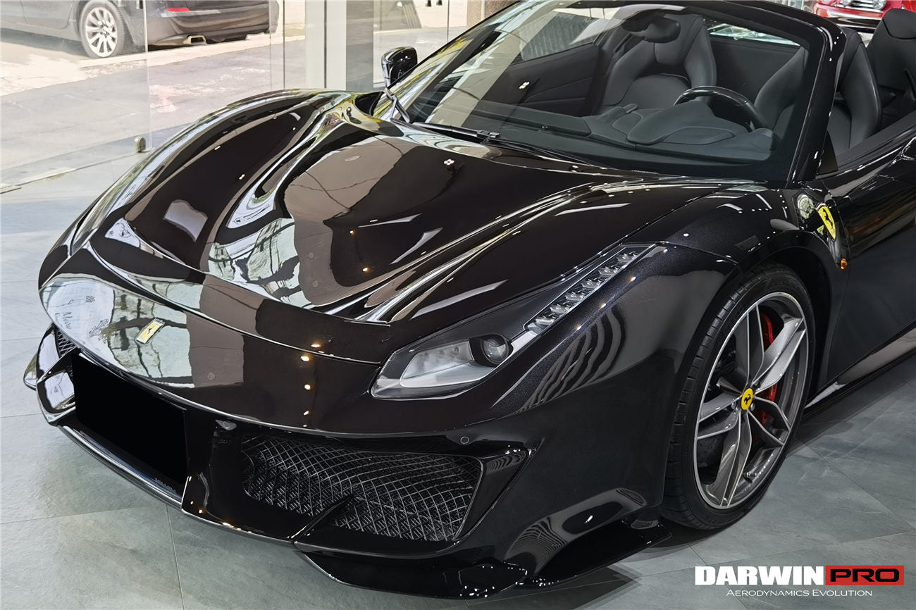 2015 - 2020 Ferrari 488 GTB & Spyder Pista Style Front Bumper Set W/ Hood