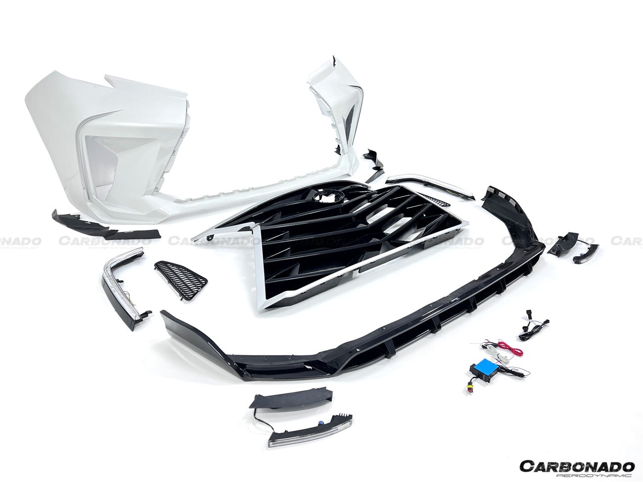 2021 - 2025 Toyota Sienna Thunder Style PP Front Bumper with Lip and Grills and LED Light