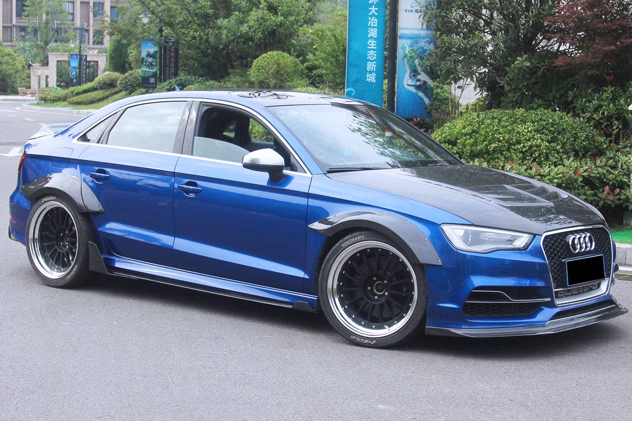 2013-2020 Audi RS3 S3 A3 Sline Sedan BKSS Style Side Skirts Under Board - Carbonado