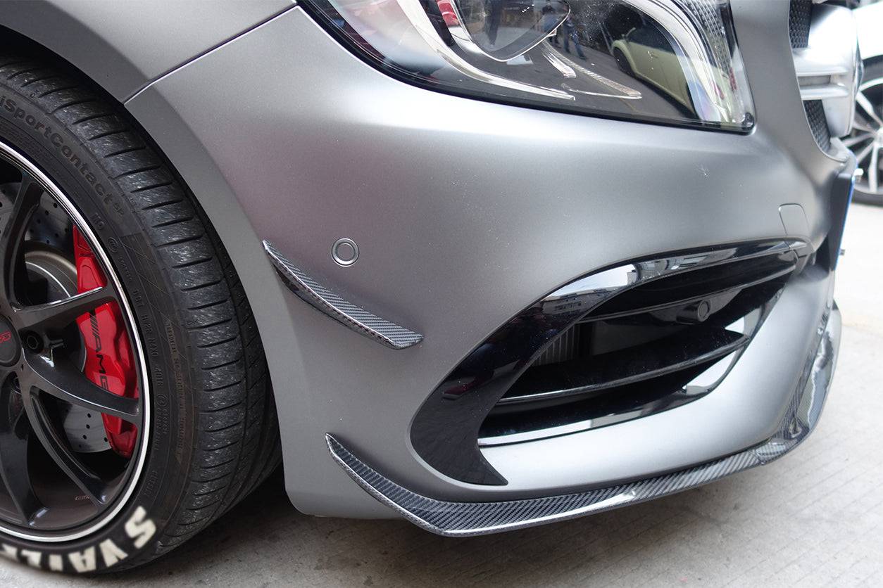 2016-2018 Mercedes Benz W176 A45 AMG BKSS Style Carbon Fiber Front Bumper Canards - Carbonado