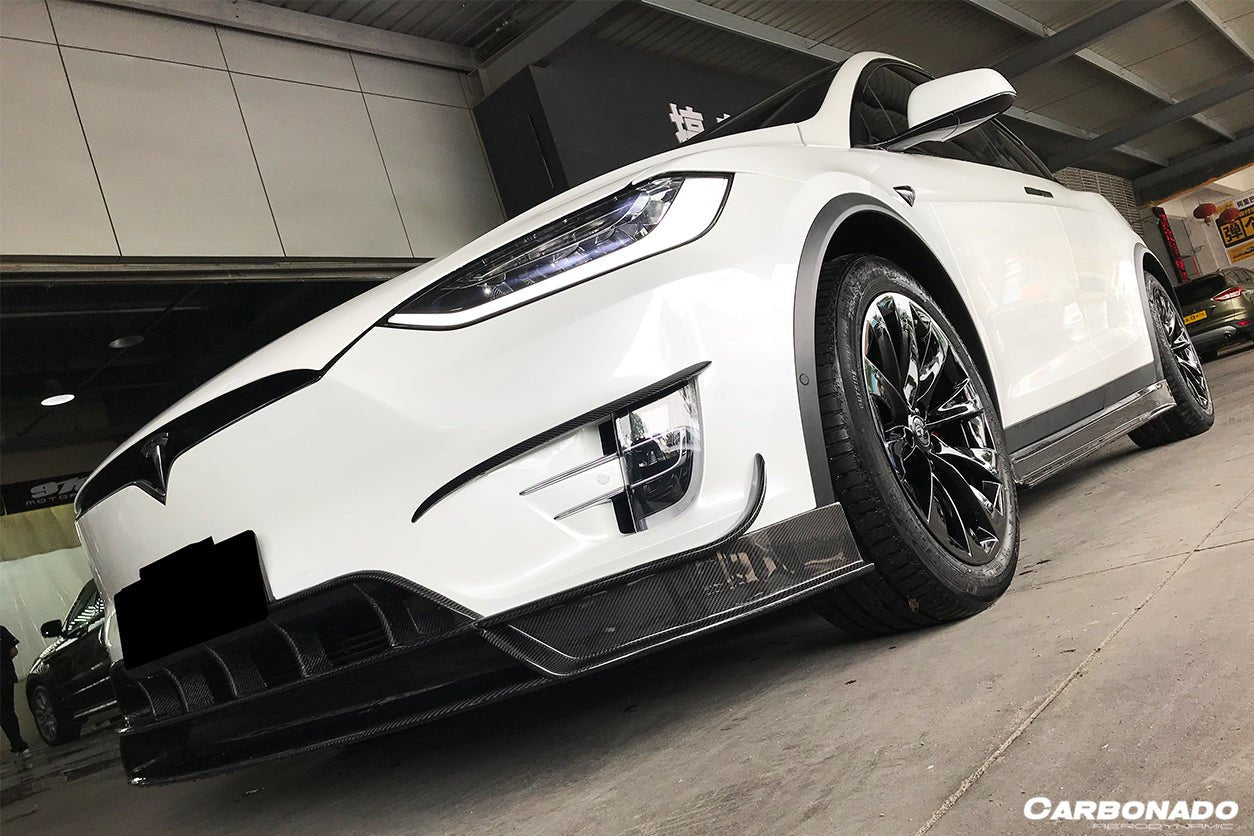 2016 - 2021 Tesla Model X SUV RZS Style Carbon Fiber Front Lip