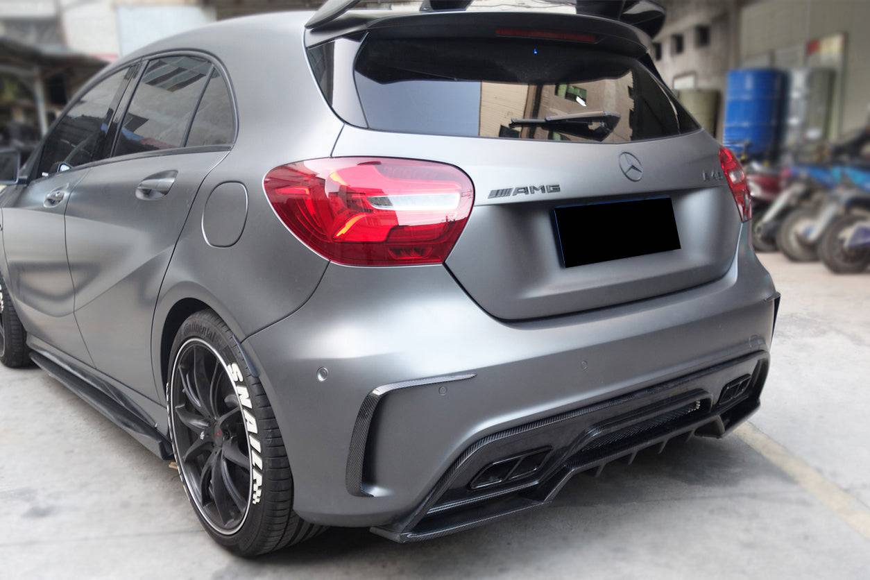 2016-2018 Mercedes Benz W176 A45 AMG BKSS Style Carbon Fiber Rear Bumper Canards - Carbonado