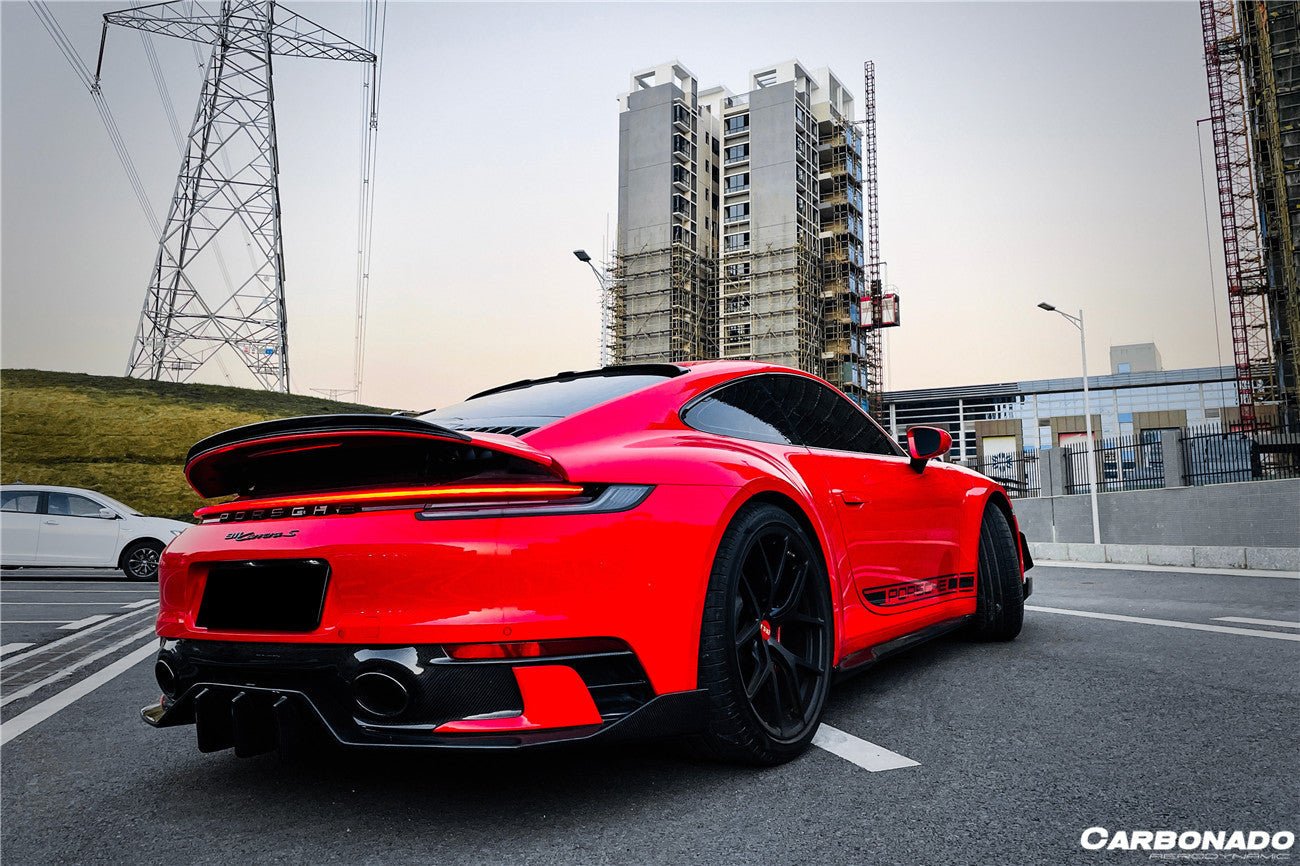 2019 - 2023 Porsche 911 992 Carrera & Targa Sport Design Bumper WP Style Dry Carbon Fiber Rear Lip
