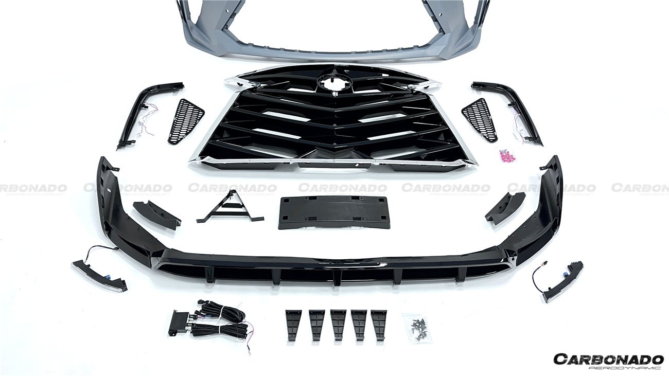 2021 - 2025 Toyota Sienna Thunder Style PP Front Bumper with Lip and Grills and LED Light