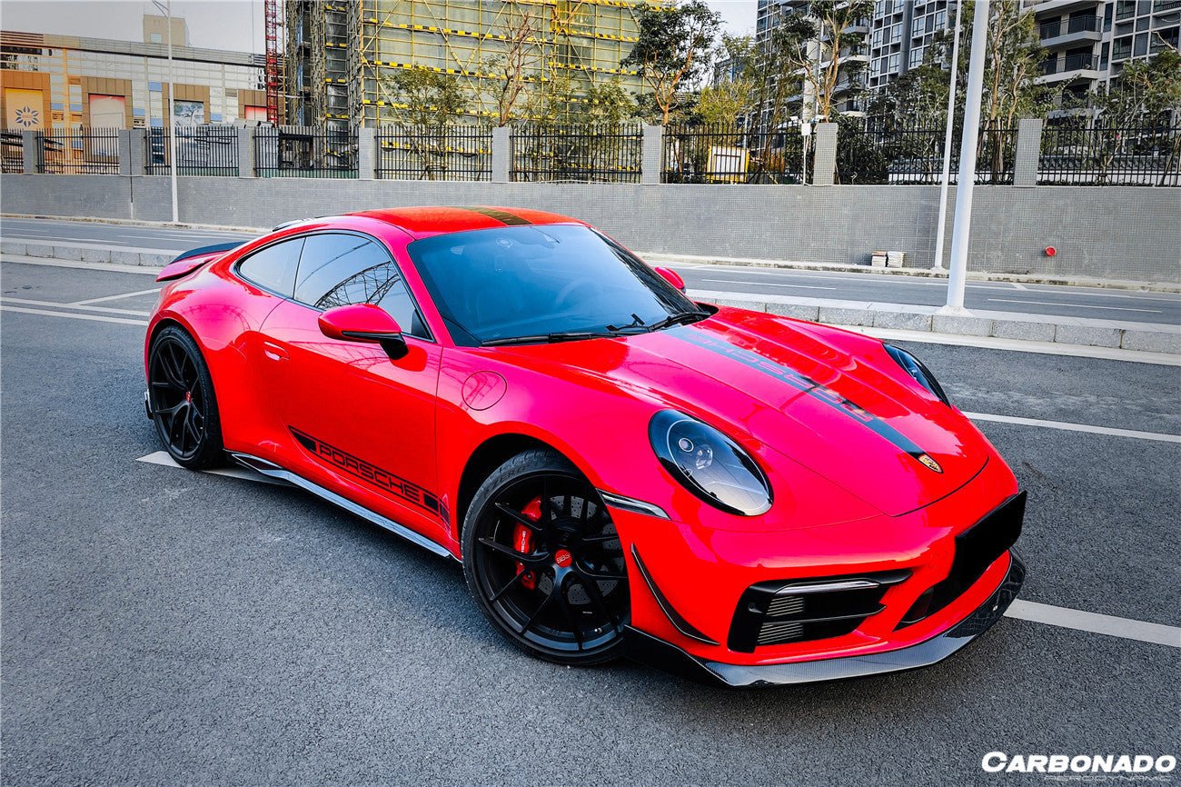 2019 - 2023 Porsche 911 992 Carrera & Targa Sport Design WP Style Dry Carbon Fiber Bumper Canards