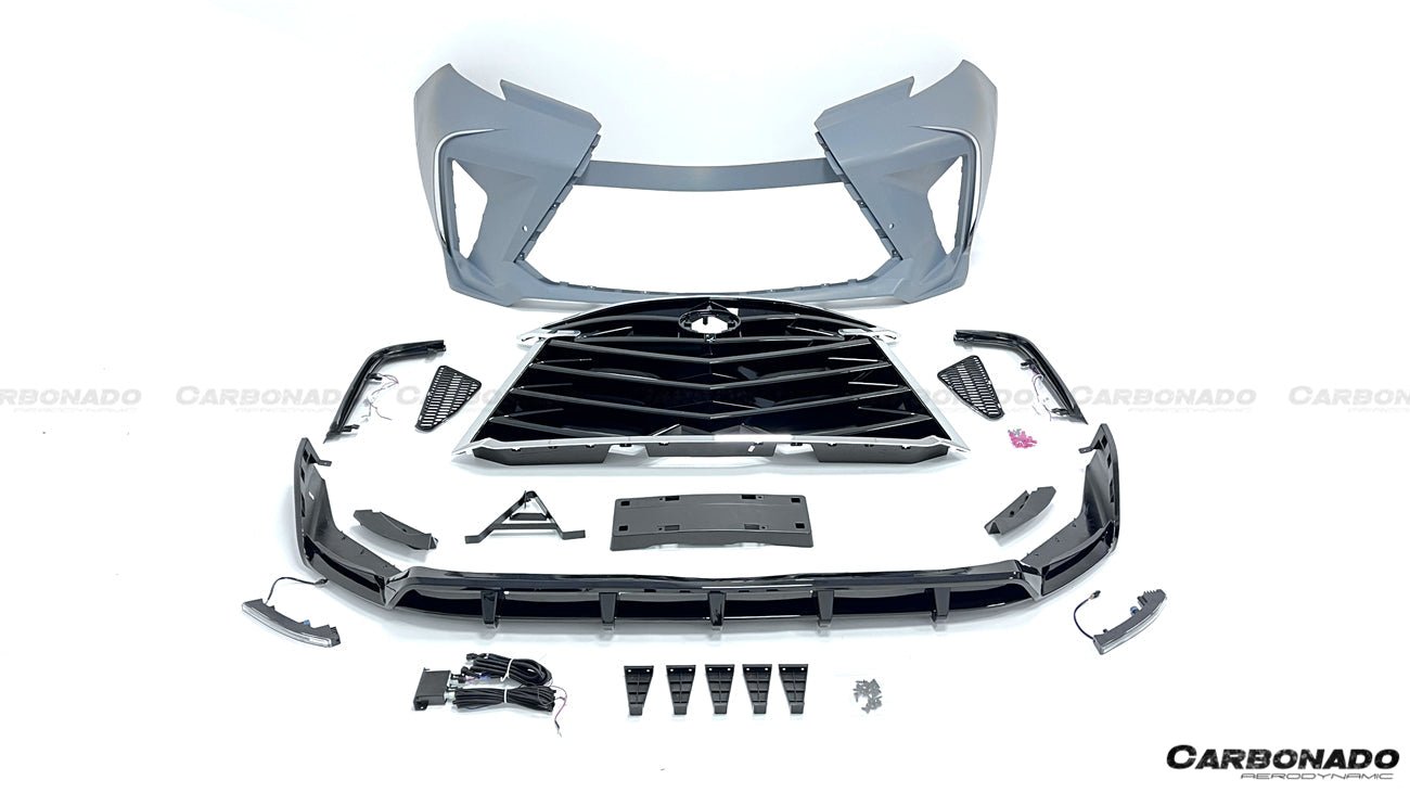 2021 - 2025 Toyota Sienna Thunder Style PP Front Bumper with Lip and Grills and LED Light