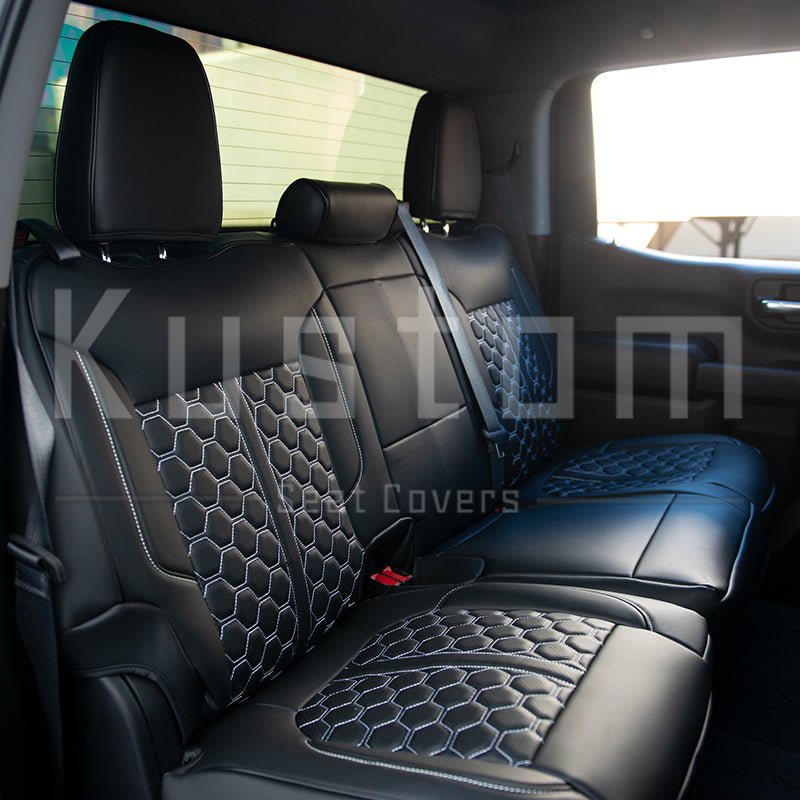 2019-up-chevrolet-silverado-custom-leather-interior-seat-coversCrew Cab | Double Cab W/ Front Middle Jump Seat