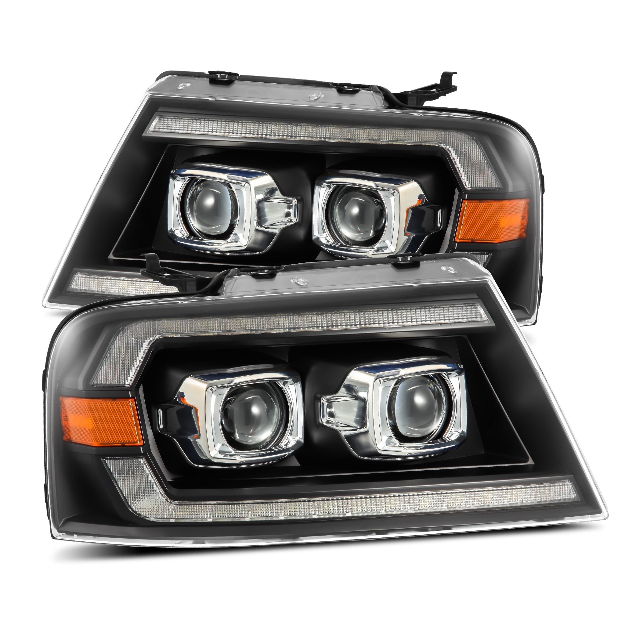 04-08 Ford F150 / 06-08 Lincoln Mark LT PRO-Series Halogen Projector Headlights Black | AlphaRex