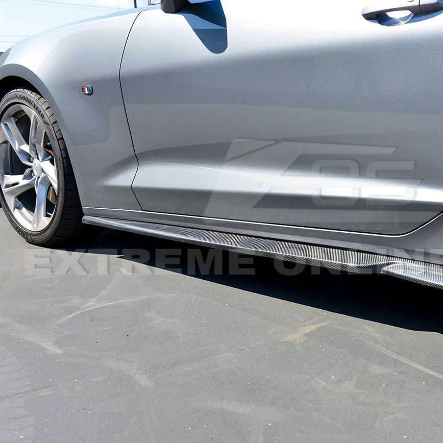 Chevrolet Camaro 6th Gen T6 Style Gloss Black Carbon Fiber Side Skirts 2019-2024