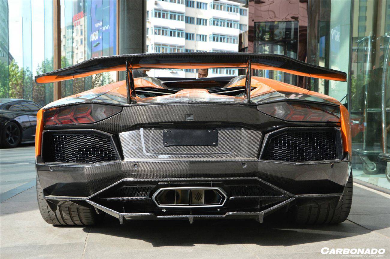 2011-2016 Lamborghini Aventador LP700 Coupe & Roadster DM Style Carbon Fiber Rear Lip - Carbonado