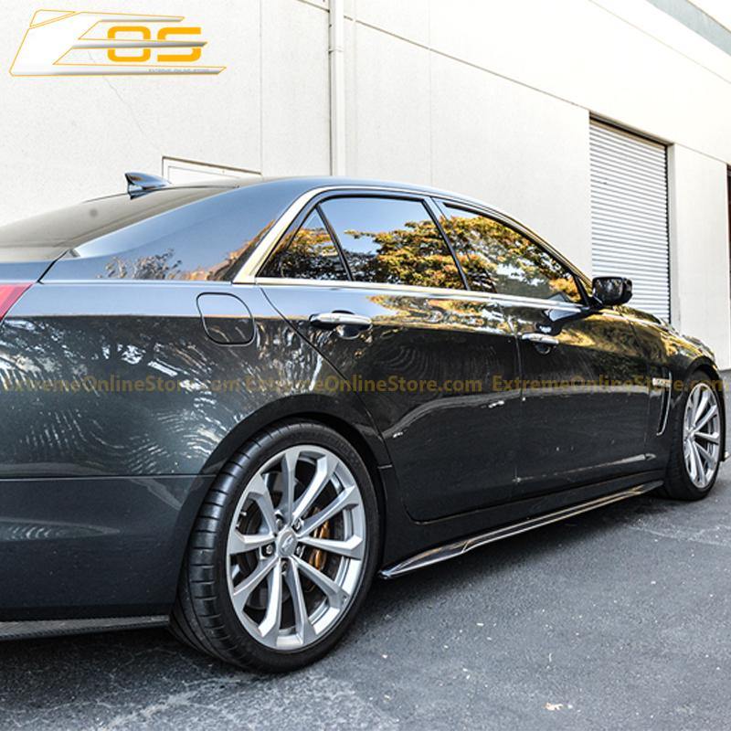16-19 Cadillac CTS-V Carbon Fiber Front Splitter & Side Skirts Rockers - ExtremeOnlineStore