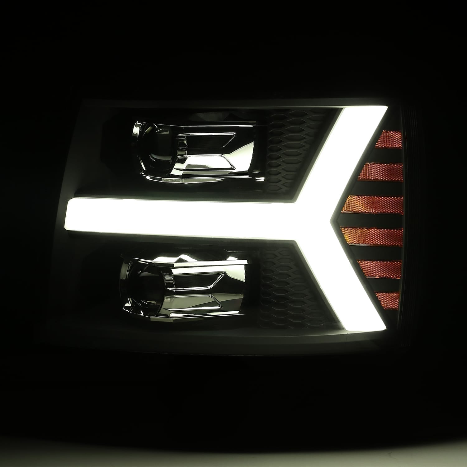 07-13 Chevrolet Silverado PRO-Series Halogen Projector Headlights Jet Black | AlphaRex