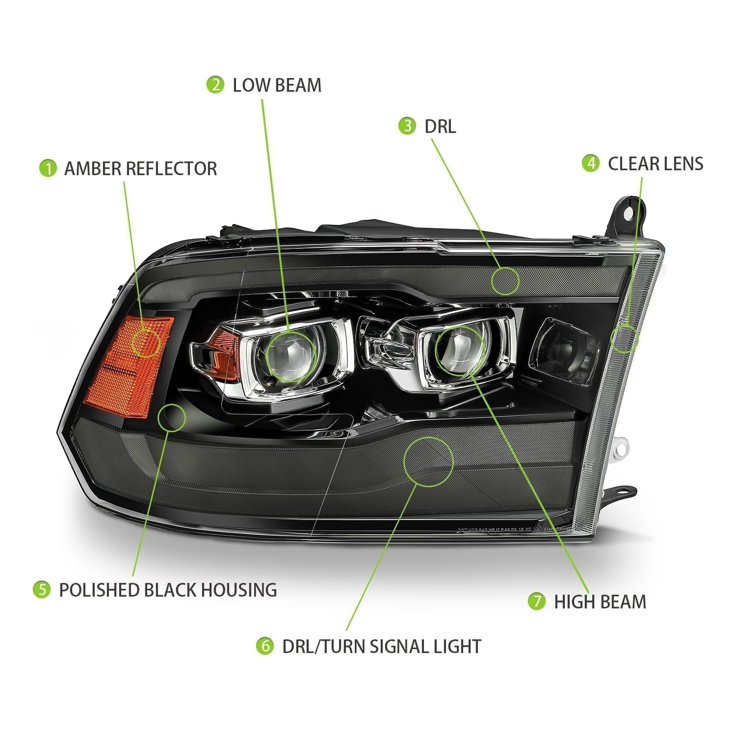09-18 Ram Truck MK II PRO-Series Halogen Projector Headlights Jet Black | AlphaRex