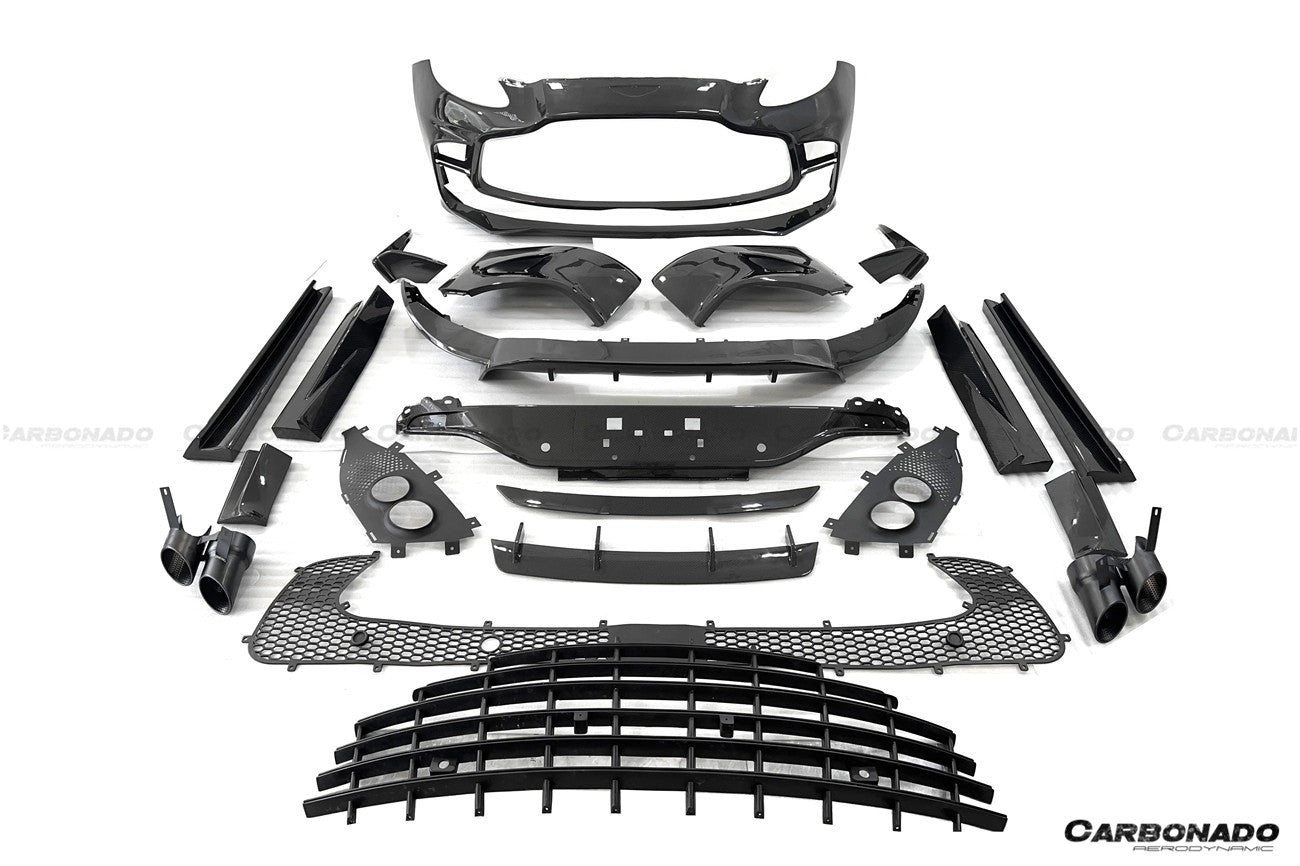 Aston Martin DBX 707 Style Dry Carbon Fiber Front Bumper with Lights 2021-2024