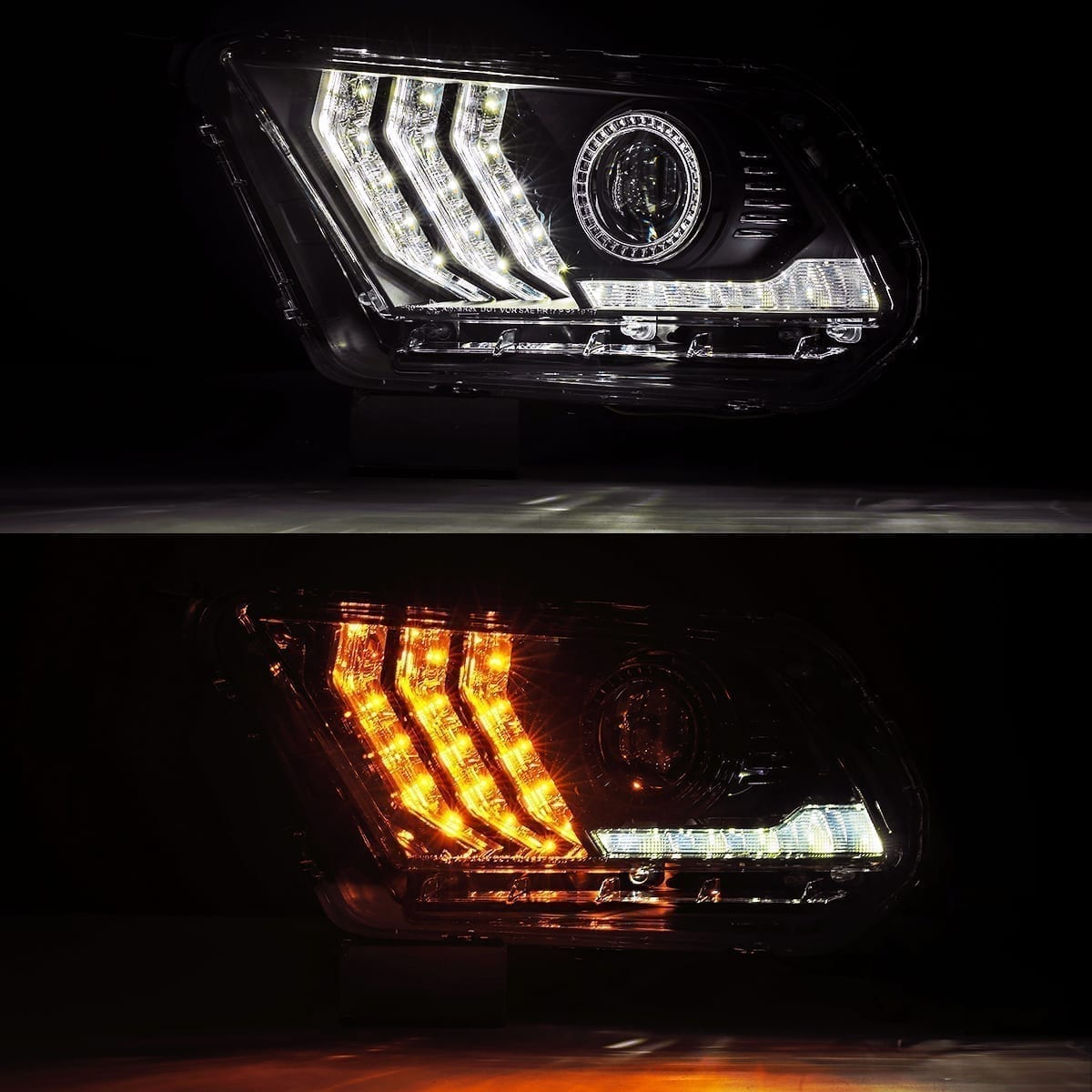 10-12 Ford Mustang LUXX-Series LED Projector Headlights Black | AlphaRex