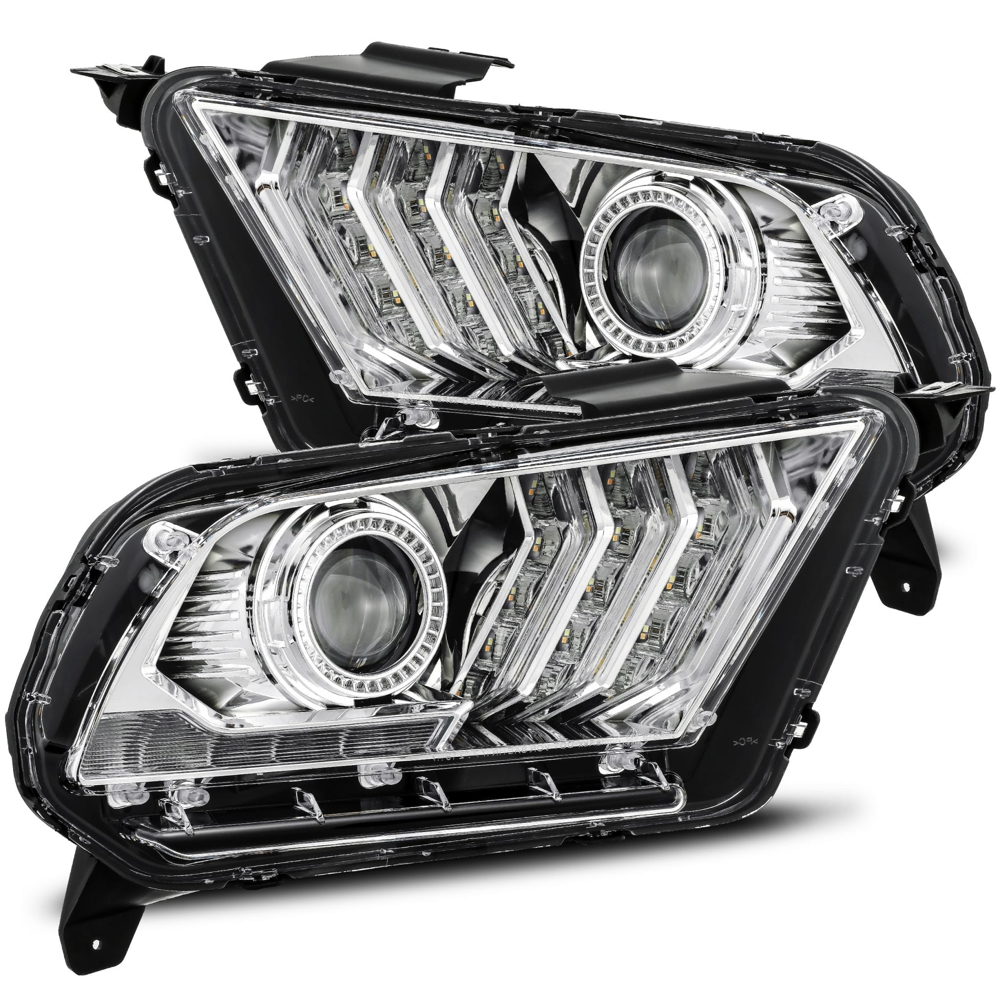 10-12 Ford Mustang PRO-Series Halogen Projector Headlights Chrome | AlphaRex