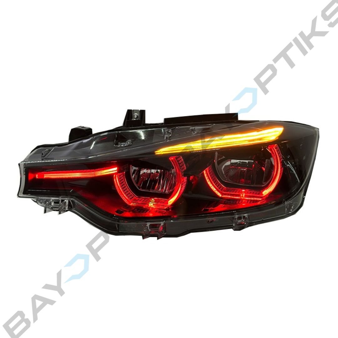 BMW 3 Series F30 Black Shadow Line LCI Style Tri-Color Headlights 2013-2018