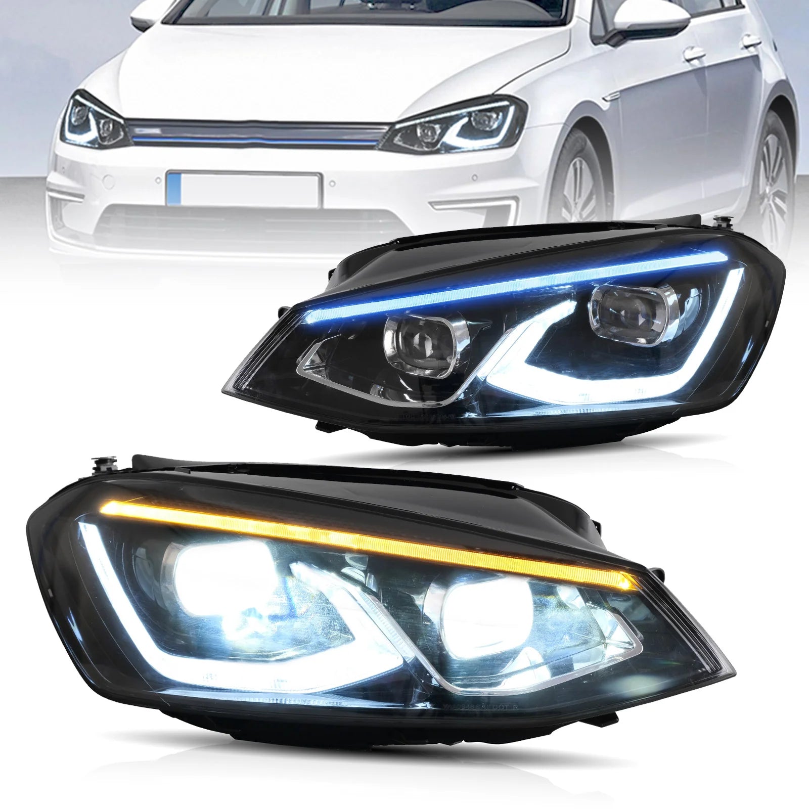 Volkswagen Golf MK7 Halogen Headlights LED Front Lights 2013 - 2017