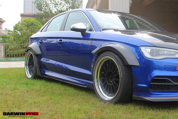 2013 - 2016 Audi S3 & A3 Sline Sedan BKSS Style Side Skirts with Winglets