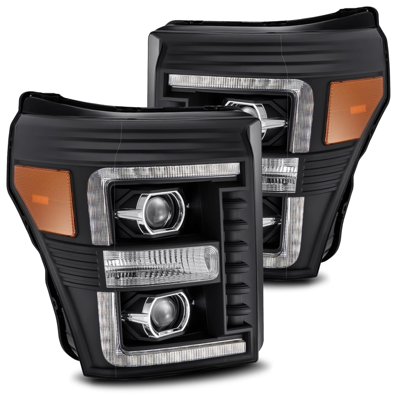 11-16 Ford Super Duty LUXX-Series LED Projector Headlights Black | AlphaRex