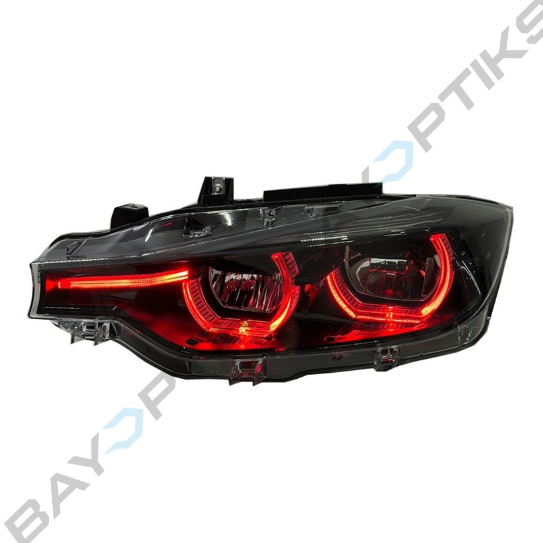 BMW 3 Series F30 Black Shadow Line LCI Style Tri-Color Headlights 2013-2018