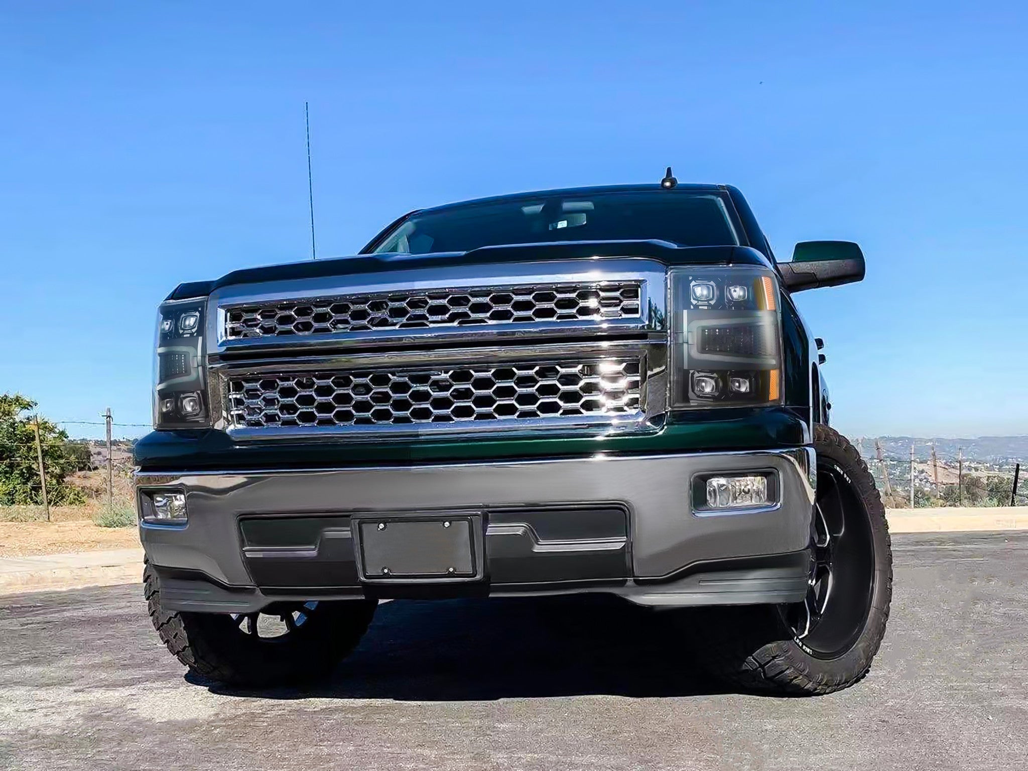 14-15 Chevrolet Silverado NOVA-Series LED Projector Headlights Alpha-Black | AlphaRex