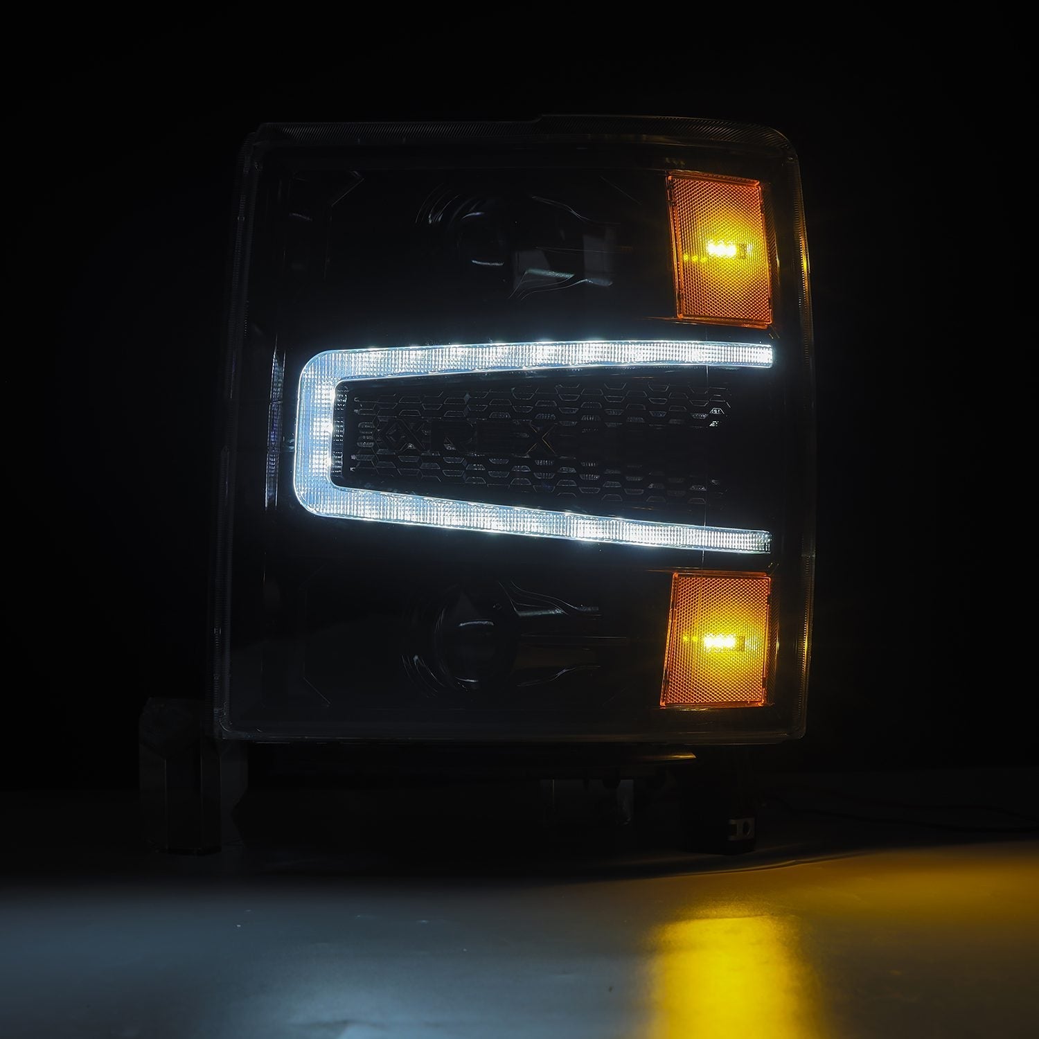 14-15 Chevrolet Silverado PRO-Series Halogen Projector Headlights Alpha-Black | AlphaRex