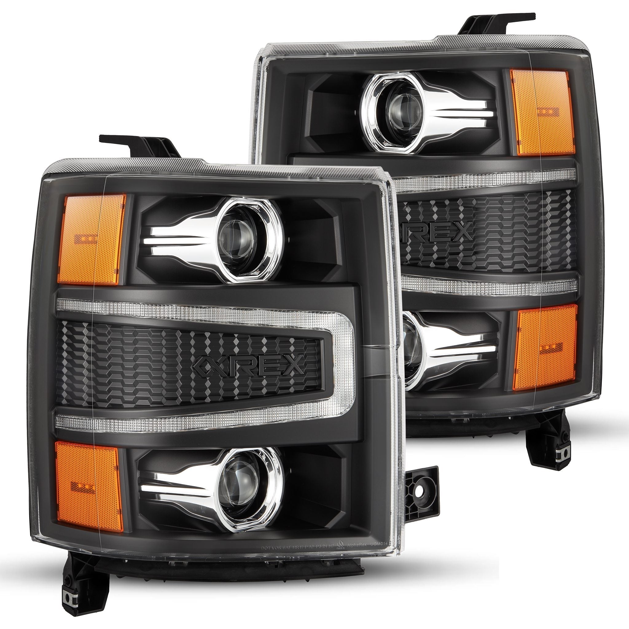 14-15 Chevrolet Silverado PRO-Series Halogen Projector Headlights Black | AlphaRex