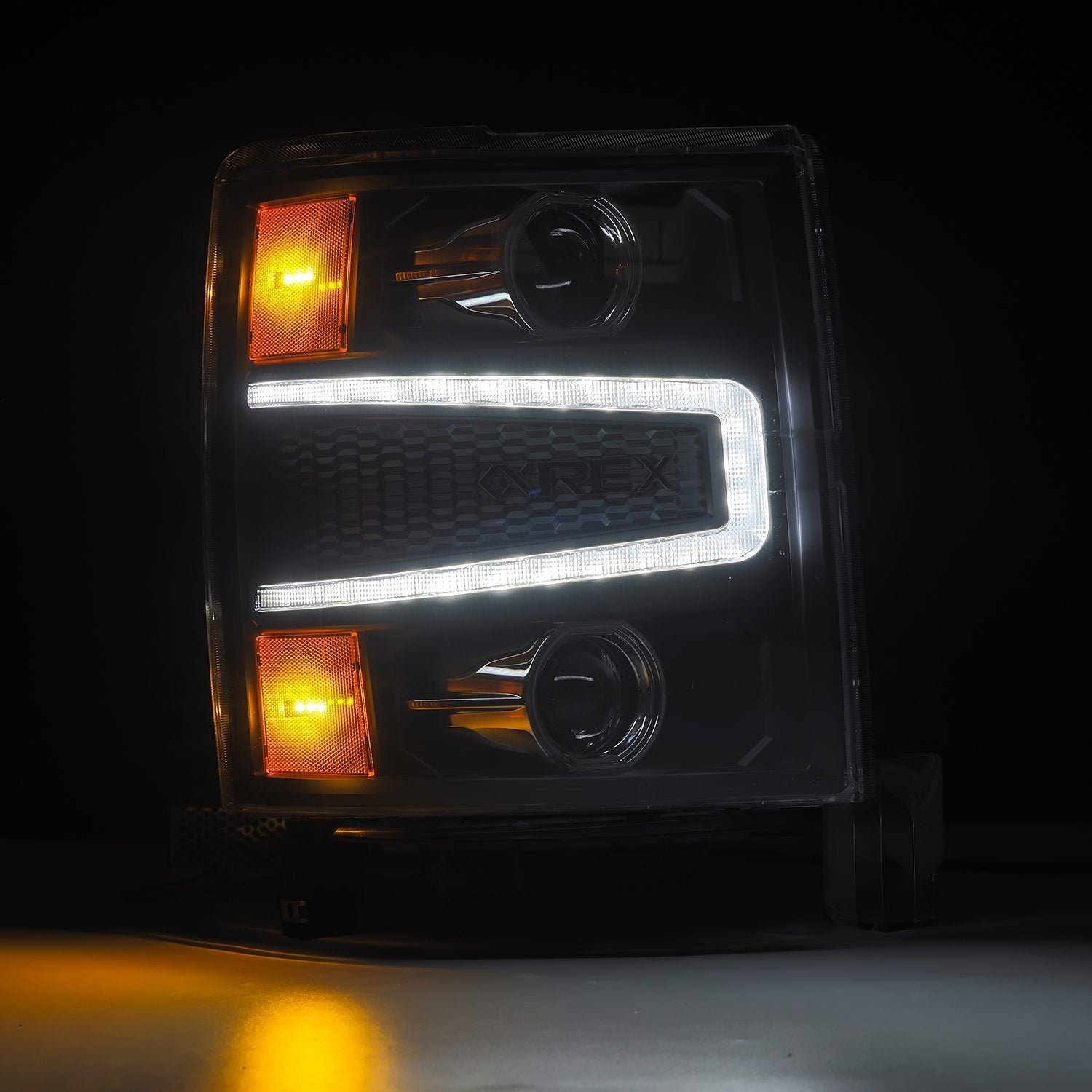 14-15 Chevrolet Silverado PRO-Series Halogen Projector Headlights Black | AlphaRex