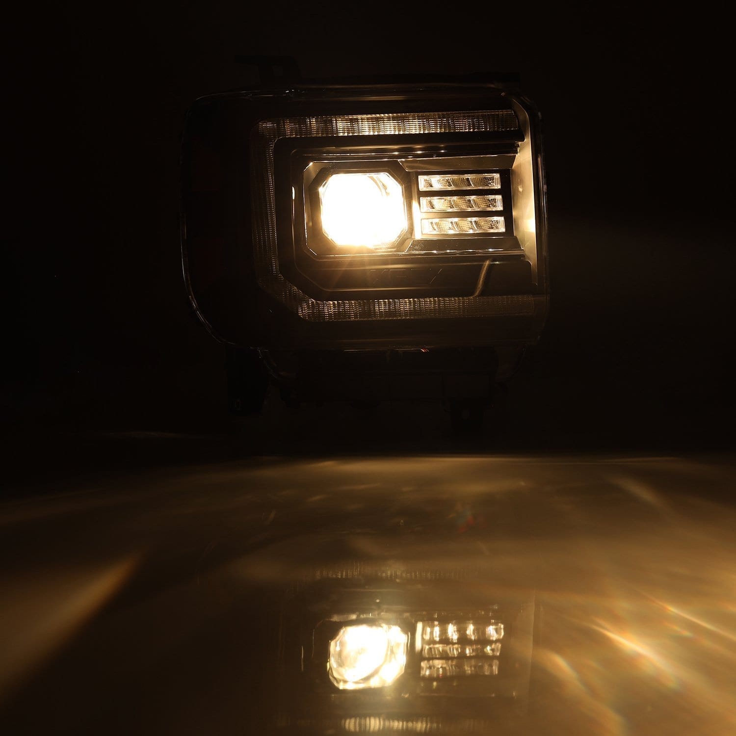 14-18 GMC Sierra PRO-Series Halogen Projector Headlights Alpha-Black | AlphaRex