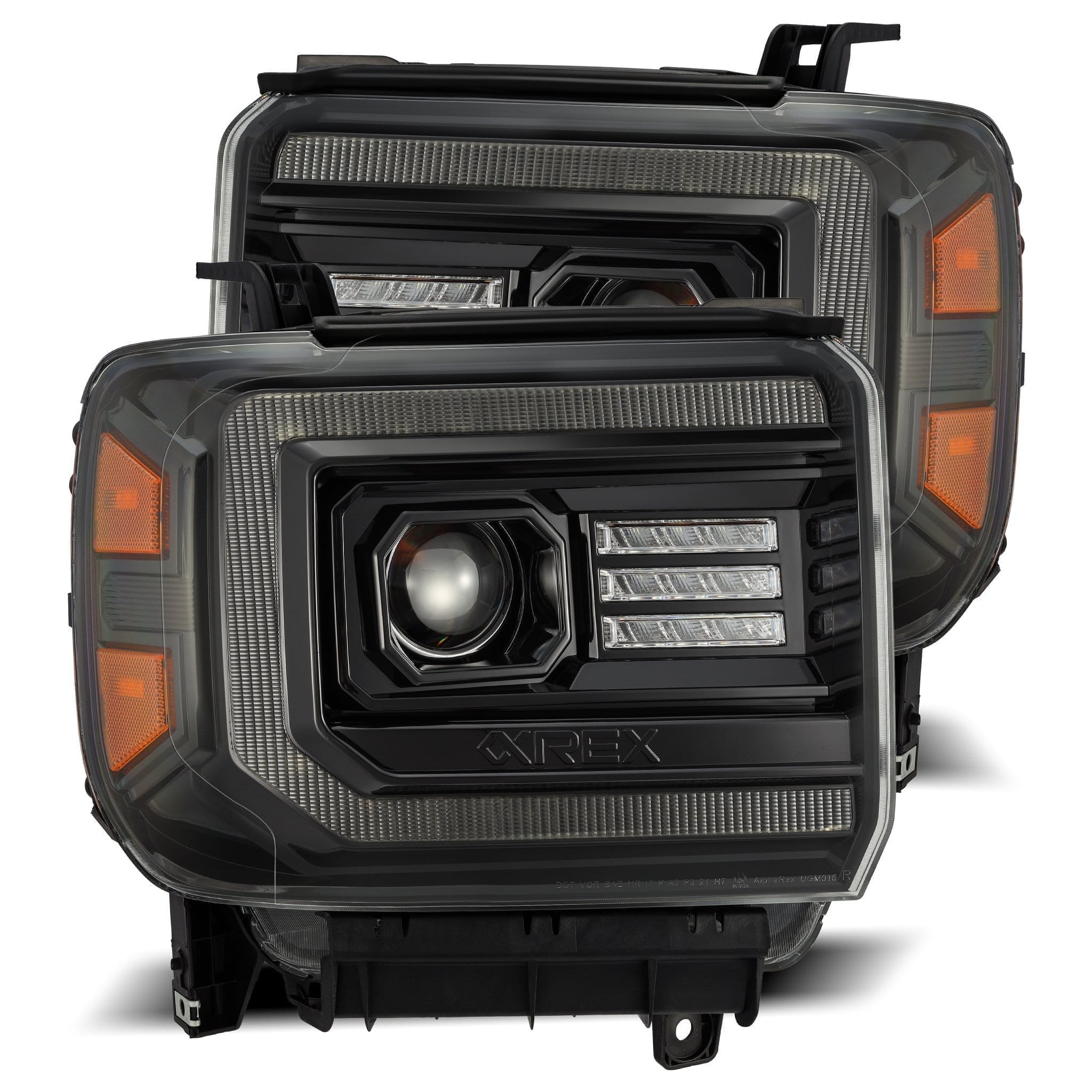14-18 GMC Sierra PRO-Series Halogen Projector Headlights Alpha-Black | AlphaRex