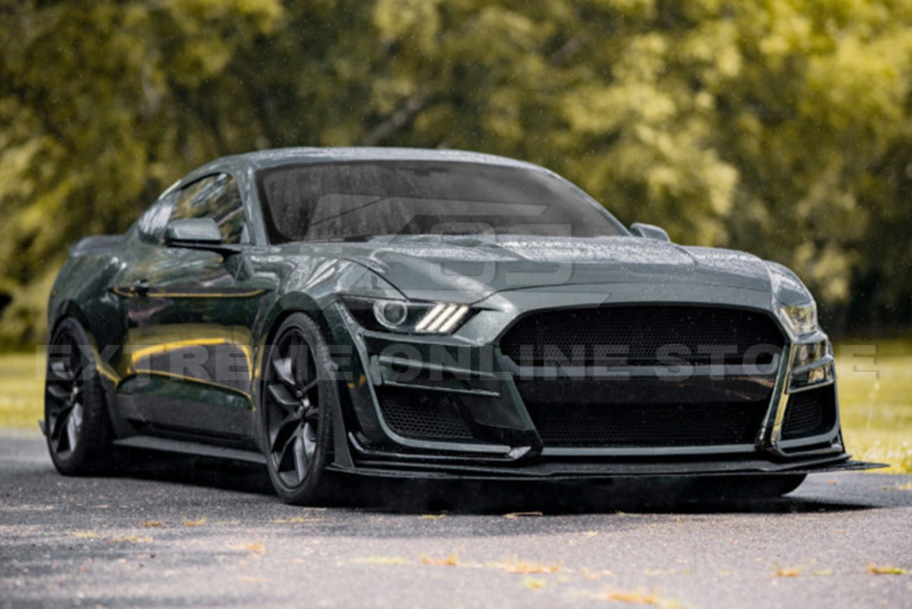 Ford Mustang S550 GT500 Style Conversion Full Body Kit Front Bumper Side Skirts High Wing 2015-2023
