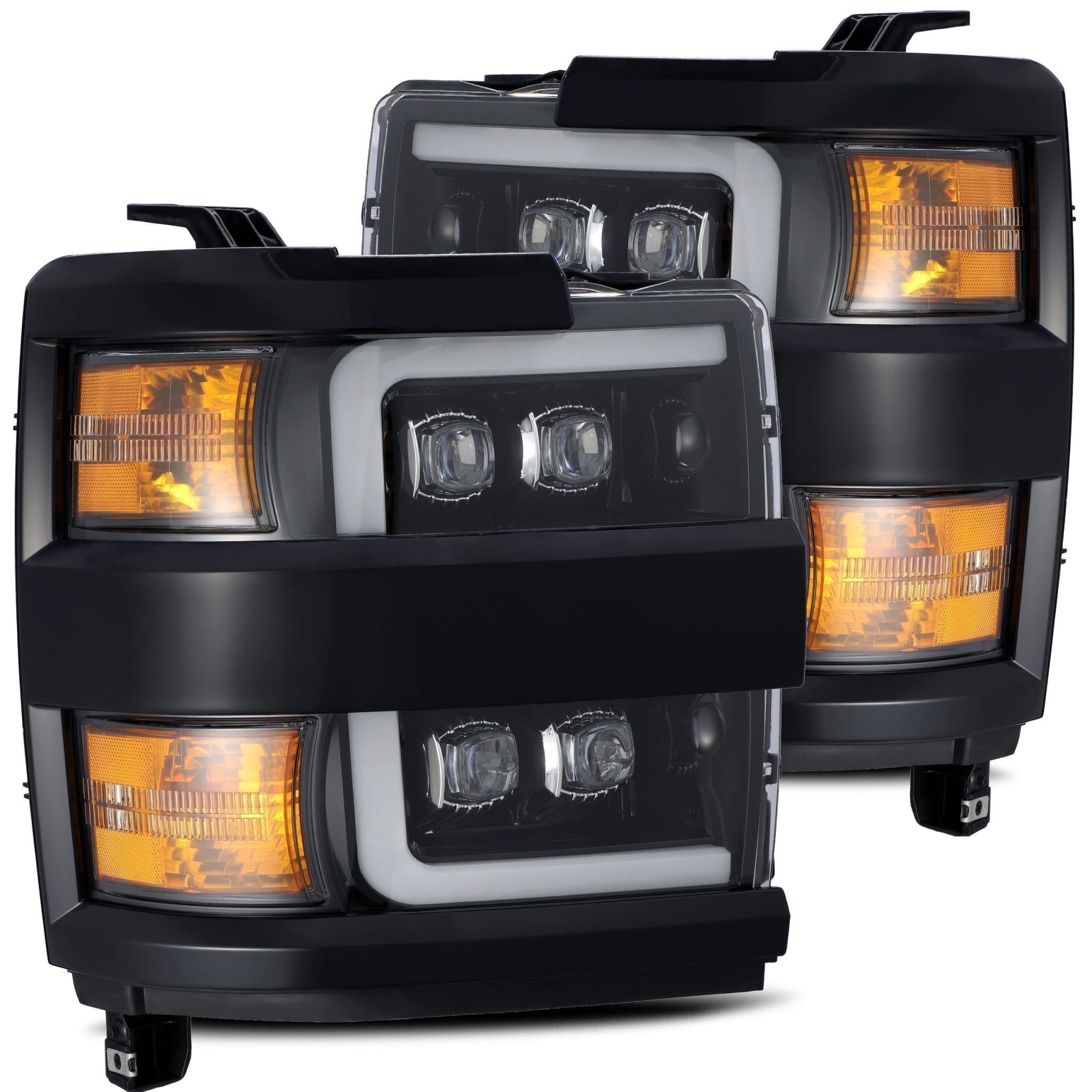 15-19 Chevrolet Silverado 2500HD/3500HD MKII NOVA-Series LED Projector Headlights Jet Black | AlphaRex