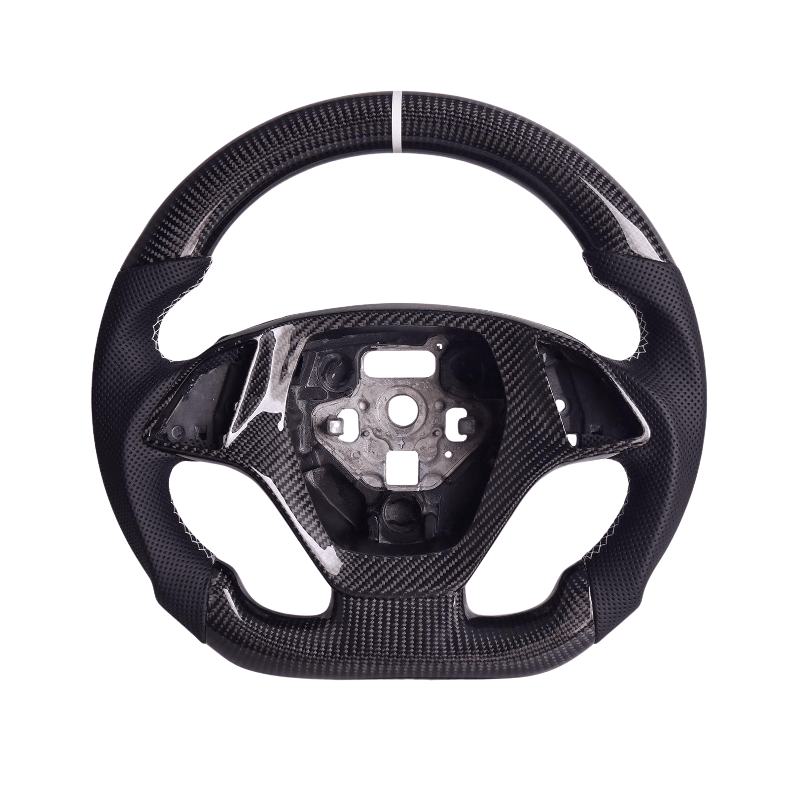 Chevrolet Corvette C7 Black Leather White Stitching Carbon Fiber Steering Wheel