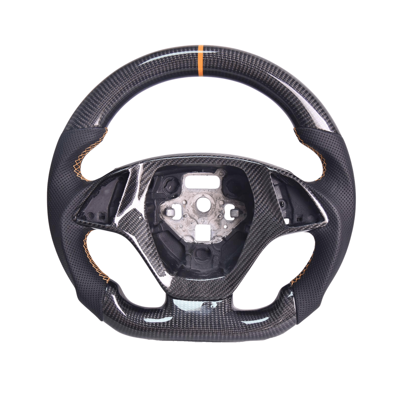 Chevrolet Corvette C7 Carbon Fiber Steering Wheel Black Leather Orange Stitching 2014-2019