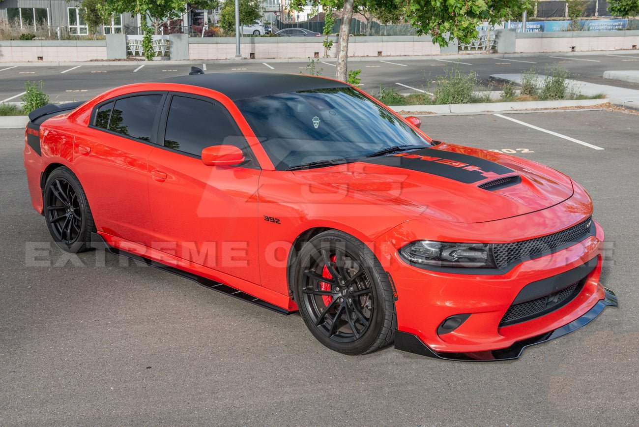 Dodge Charger LD SRT Performance Style Gloss Black Front Splitter Side Skirts Kit 2015-Up