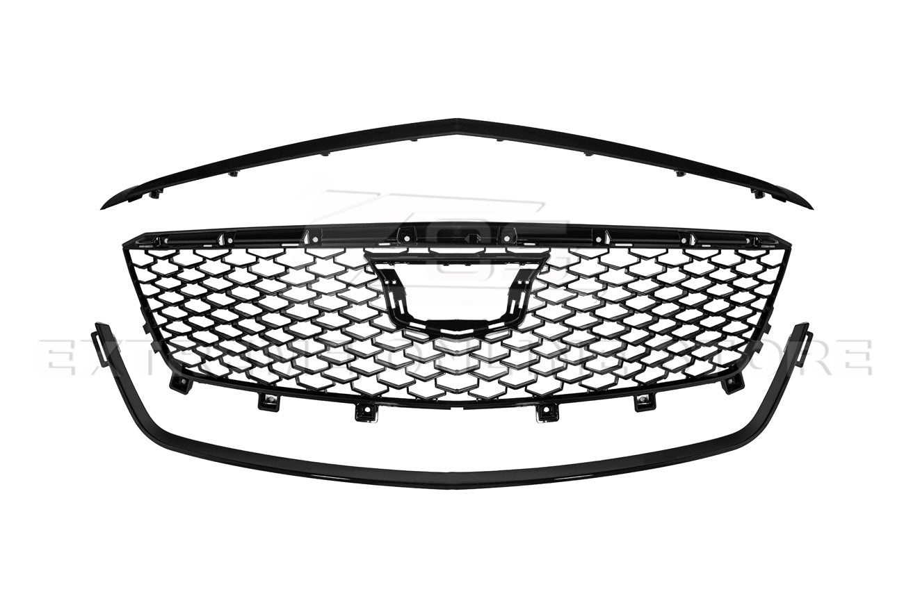 Cadillac CT4 Alpha CT4-V Blackwing Style Gloss Black Front Bumper Grille Cover 2020-Up