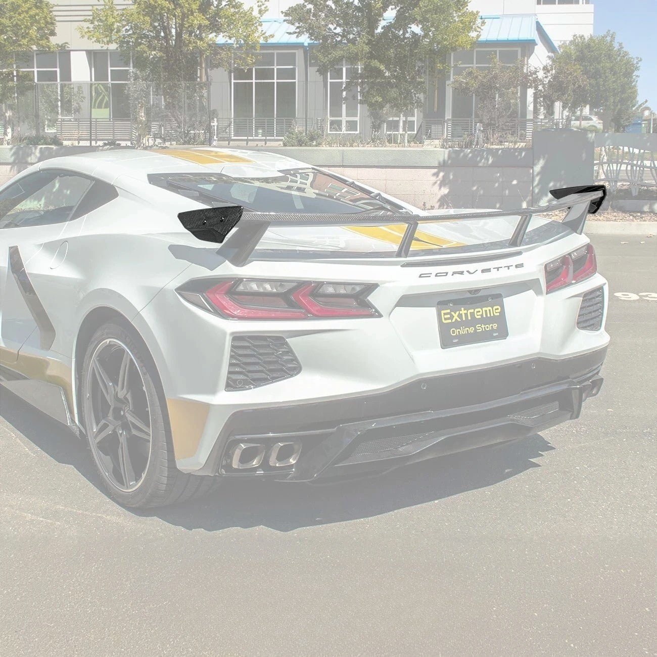 Chevrolet Corvette C8 GM Factory Style Dry Carbon Fiber Rear Spoiler Side Winglets 2020-Up
