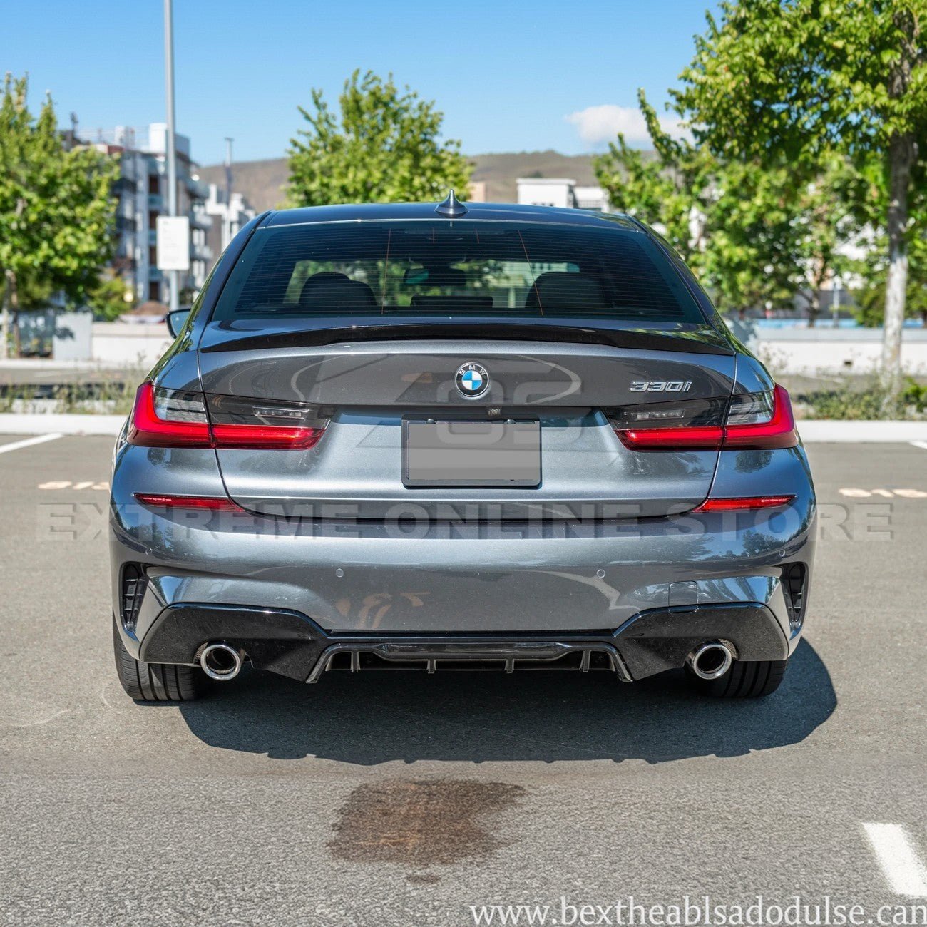 BMW G20 G28 3 Series M Sport EOS Style Gloss Black Front Lip Side Skirts Rear Spoiler Kit 2019-Up