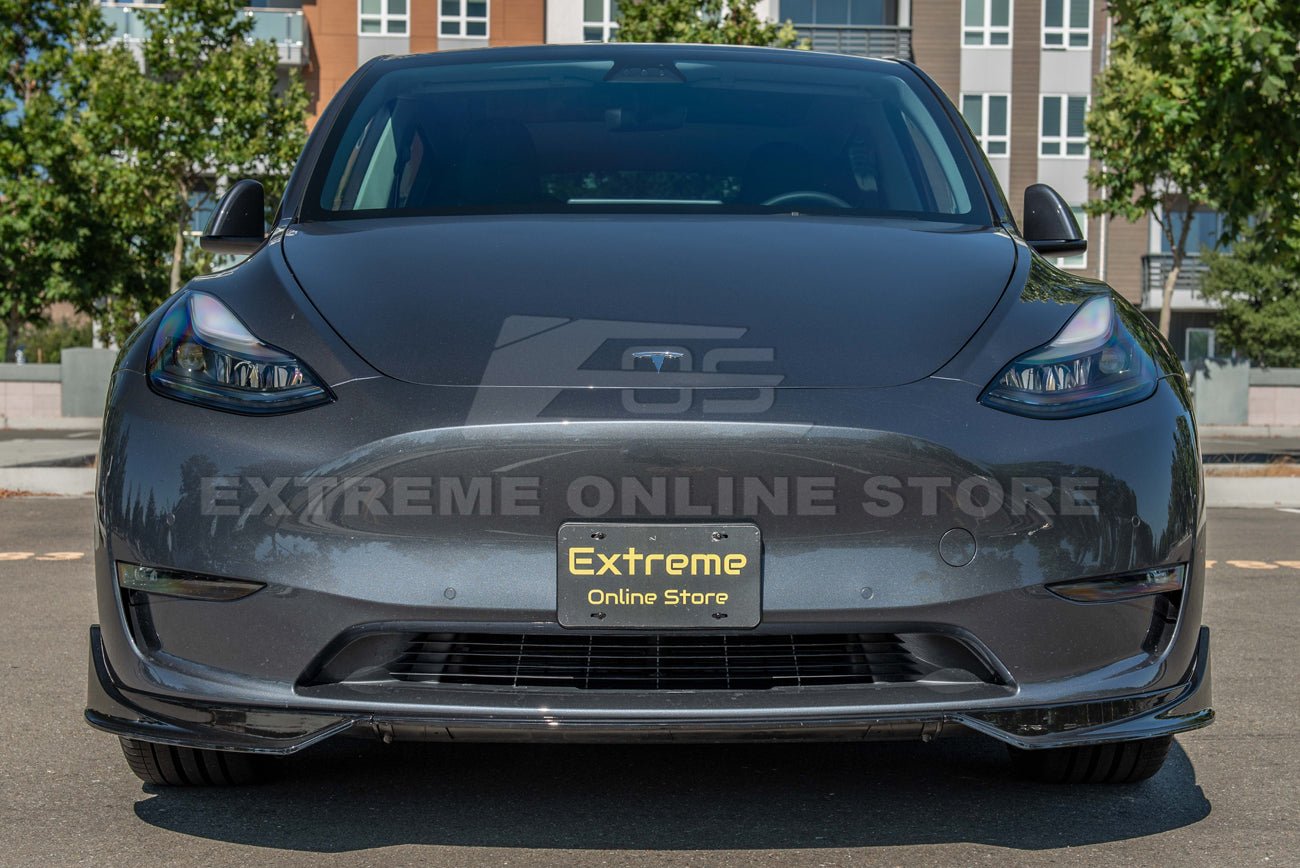 Tesla Model Y Performance Style Gloss Black Front Splitter Lip Side Skirts Kit 2020-2024