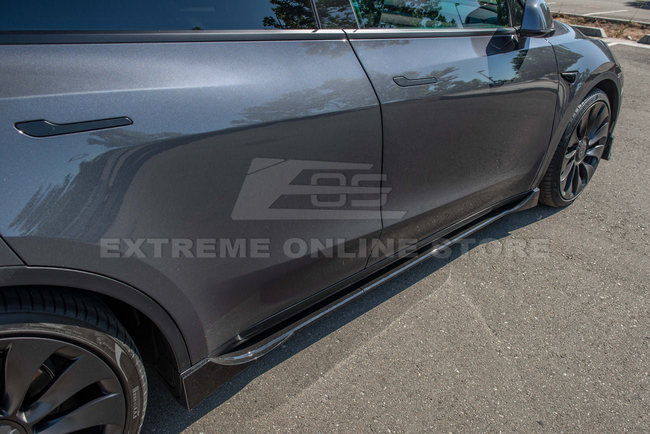 Tesla Model Y Performance Style Gloss Black Side Skirts Rocker Panels 2020-2024