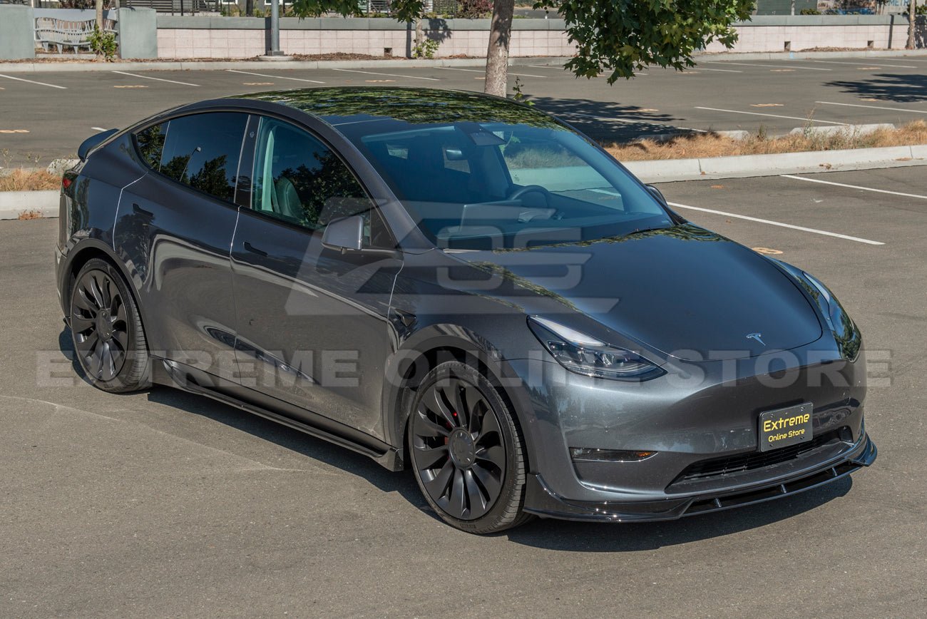 Tesla Model Y Performance Style Gloss Black Full Aero Kit Splitter Side Skirts Spoiler 2020-2024