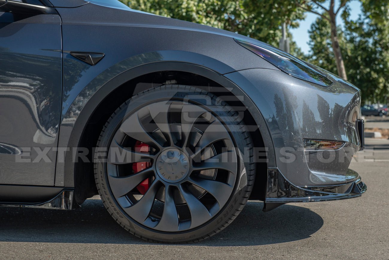 Tesla Model Y Performance Style Gloss Black Full Aero Kit Splitter Side Skirts Spoiler 2020-2024