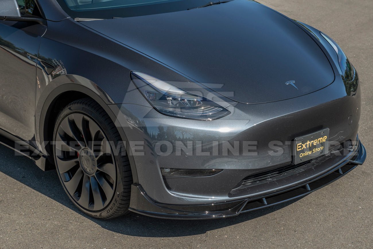 Tesla Model Y Performance Style Gloss Black Full Aero Kit Splitter Side Skirts Spoiler 2020-2024